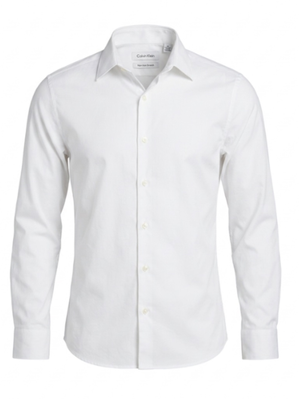 Calvin Klein Boys White Slim Fit Stretch Dress Shirt Medium